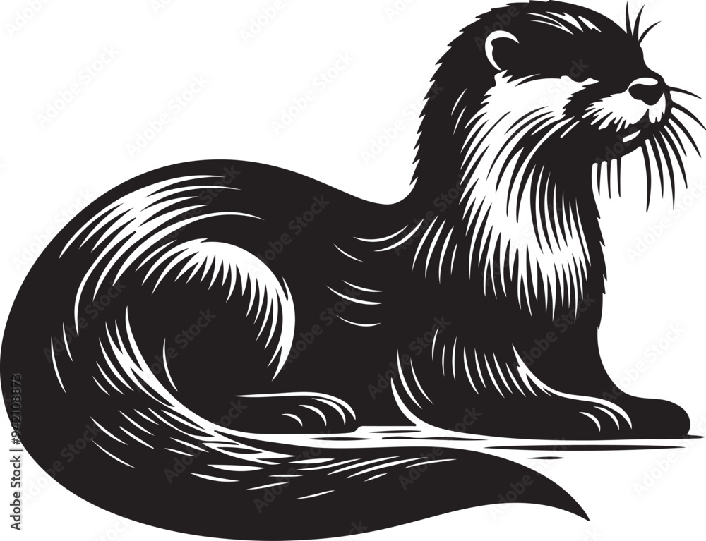 otter silhouette vector style with White Background otter silhouette vector style with White Background