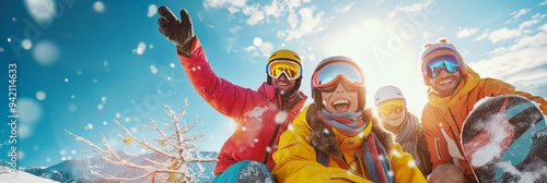 A winter vacation with friends is an exciting adventure filled with skiing, snowboarding, and festive activities in a snowy landscape, creating joyful memories and fostering bonding among the group