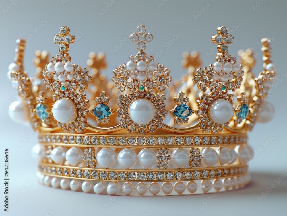 golden crown with gems on a white background golden crown with gems on a white background