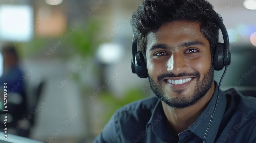 Headset User in Call Center Headset User in Call Center
