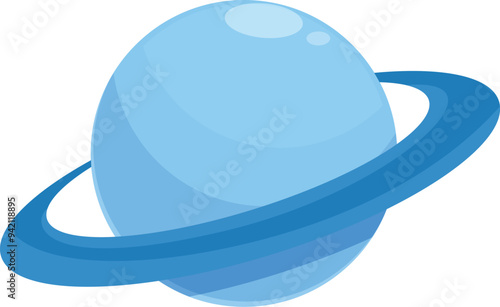 Blue planet with a ring system is orbiting in the vast expanse of space