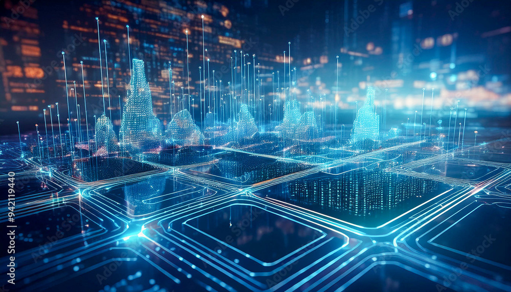A digital representation of a cyber defense network showcasing AI-driven firewalls, encryption systems, and real-time monitoring. This visual highlights advanced security measures protecting data inte