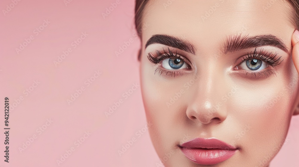 Close-up Portrait of a Woman with Beautiful Eyes and Eyebrows Close-up Portrait of a Woman with Beautiful Eyes and Eyebrows