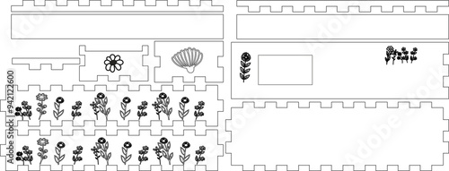 Candy box for a chocolate bar as a gift with floral ornaments and window to make the letters of the original lettering visible Fully functional design for laser cutting on plywood with 3mm thickness