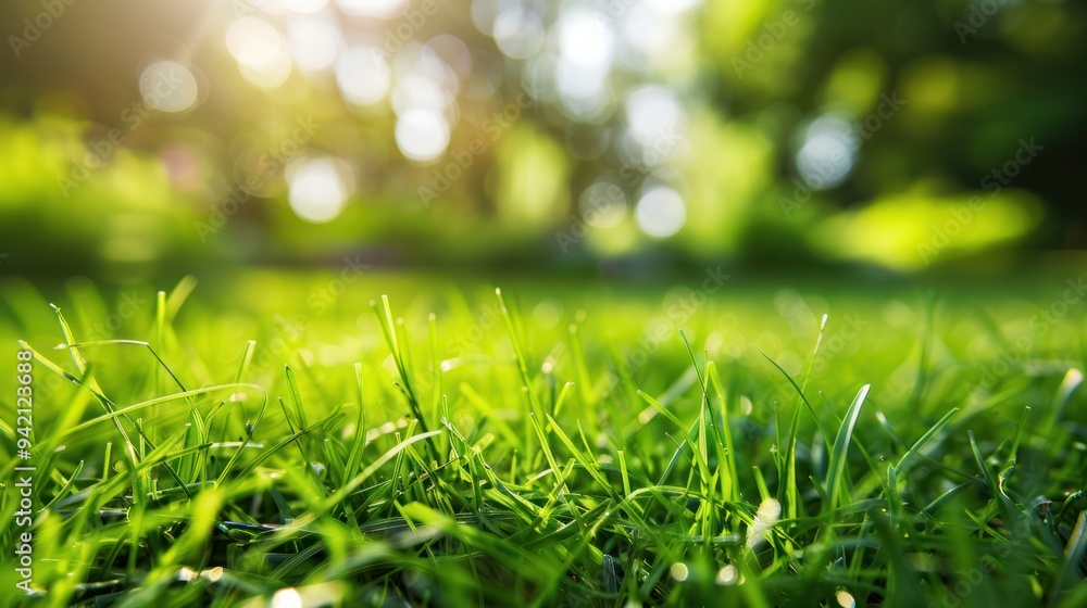 Close-up of Lush Green Grass in a Sunny Meadow Close-up of Lush Green Grass in a Sunny Meadow