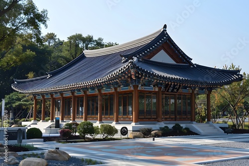 Traditional Korean Architecture: A Serene Pavilion Surrounded by Nature