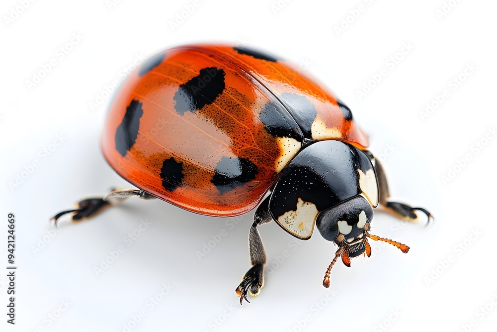 Close-Up of a Vibrant Ladybug with Distinctive Spots Close-Up of a Vibrant Ladybug with Distinctive Spots