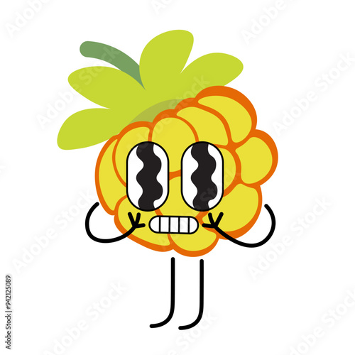 color isolated groovy vector fruits character. element for logo sticker poster print mascot design