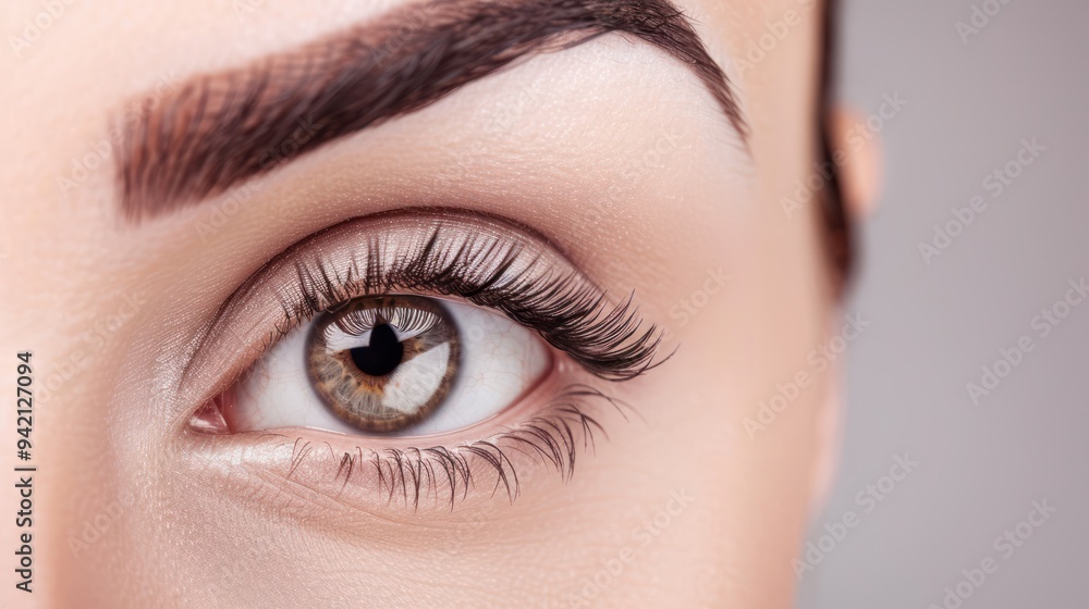 Fototapeta premium Close-up of a Woman's Eye with Long Eyelashes