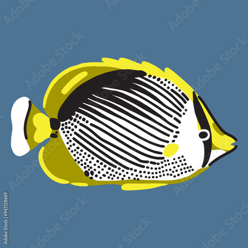 Illustration of a Blackback Butterfly Fish