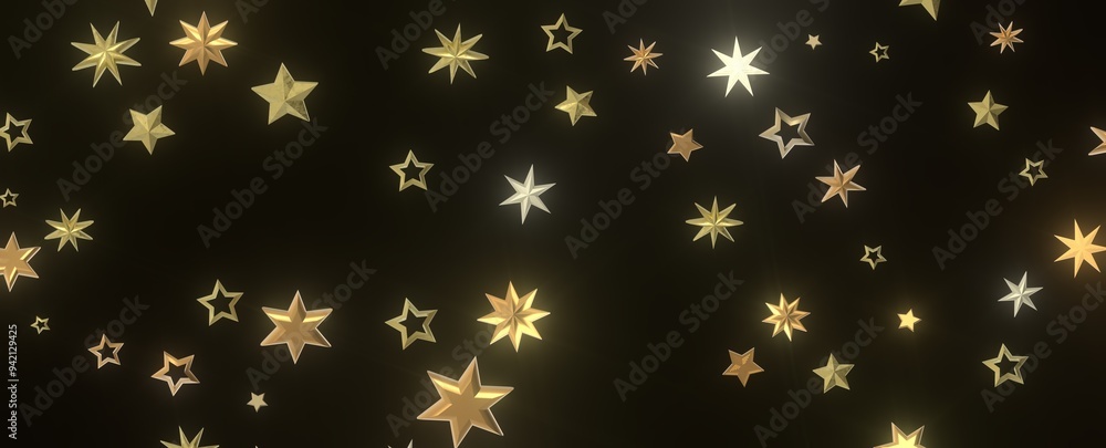 Twinkling Christmas Descent: Striking 3D Illustration Showcasing Falling Festive Twinkling Stars Twinkling Christmas Descent: Striking 3D Illustration Showcasing Falling Festive Twinkling Stars