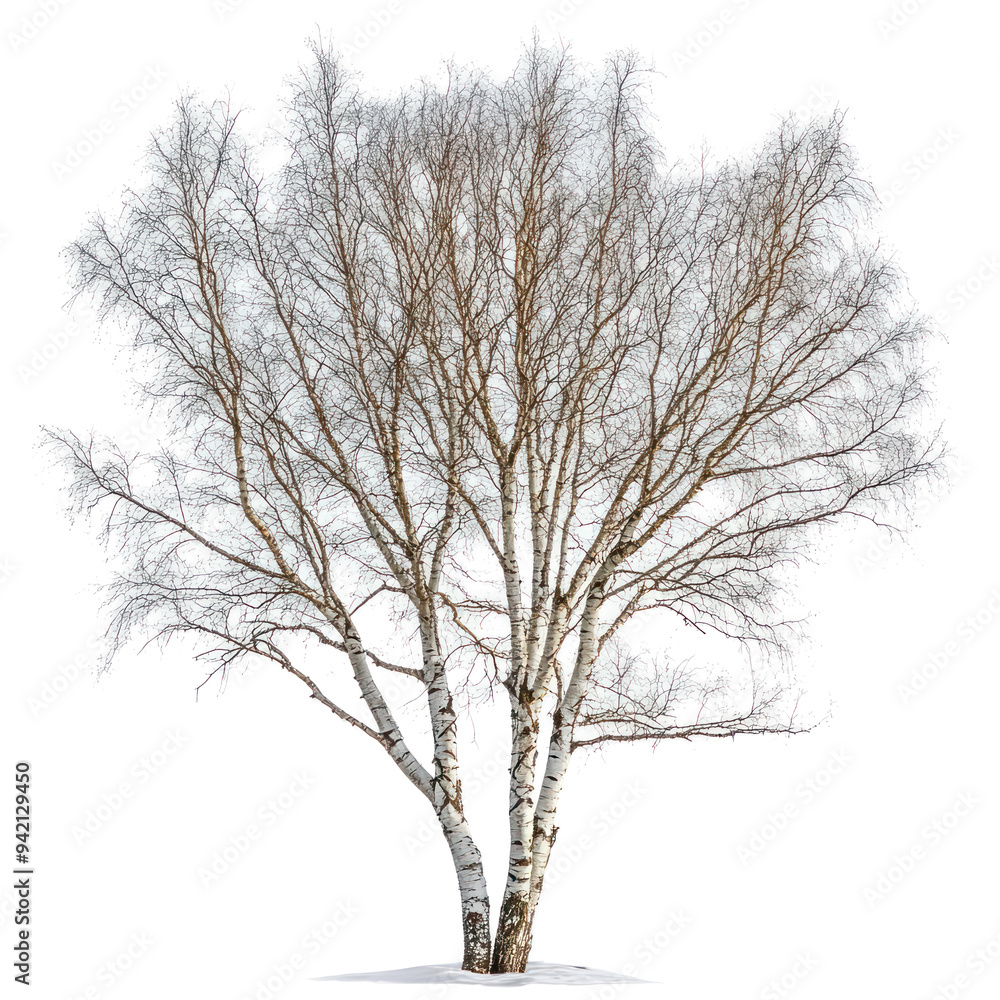Birch tree object isolated on transparent png.