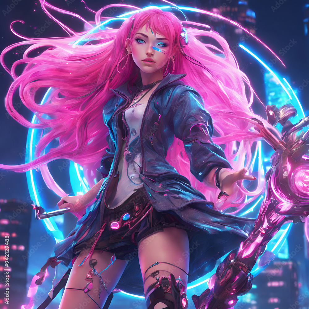 A Modern Mage Girl With Pink Hairs And Blue Magic Around Creating Using Pro Ai Tools A Modern Mage Girl With Pink Hairs And Blue Magic Around Creating Using Pro Ai Tools