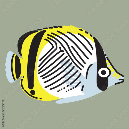 Illustration of a Vagabond Butterfly Fish