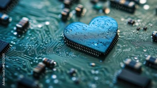 Wallpaper Mural A beautiful blue heart is sitting proudly on top of a motherboard Torontodigital.ca