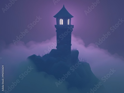 Wallpaper Mural Enchanted Wizard's Tower Rising Through Ethereal Mist inFantasy Landscape Torontodigital.ca