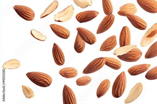 Wallpaper Mural A collection of almonds scattered against a white background. Torontodigital.ca