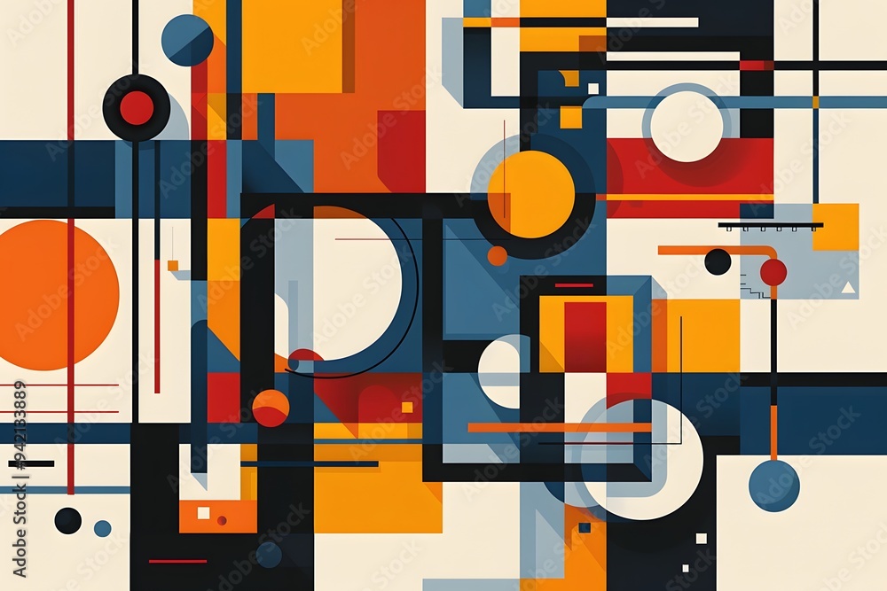 Vibrant Geometric Composition with Bold Colors and Shapes Vibrant Geometric Composition with Bold Colors and Shapes