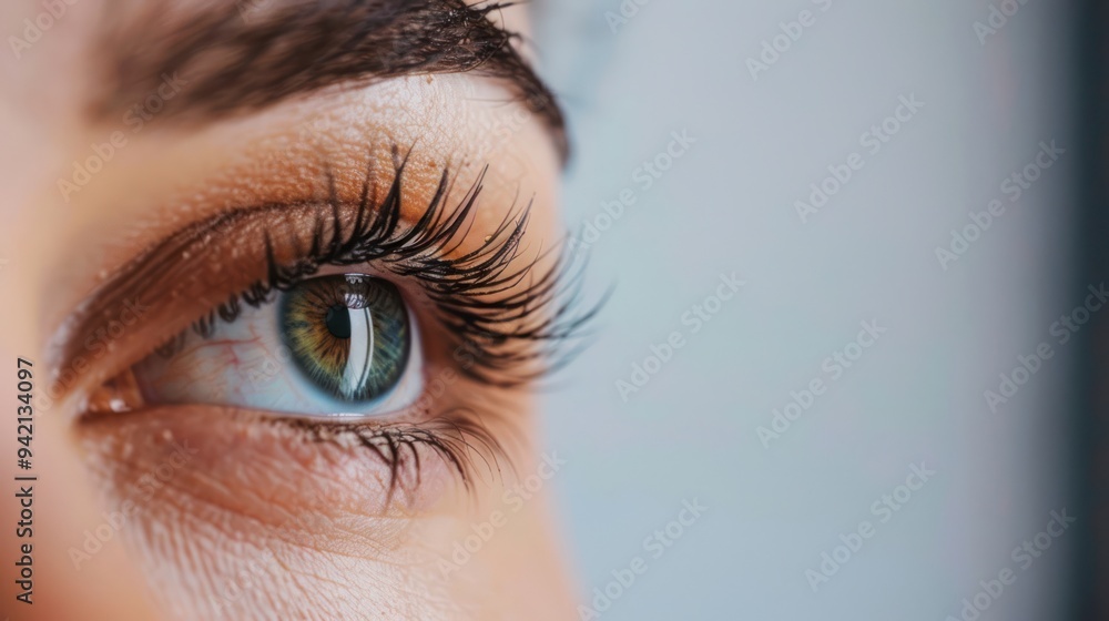 Close-up of a Green Eye with Long Eyelashes Close-up of a Green Eye with Long Eyelashes