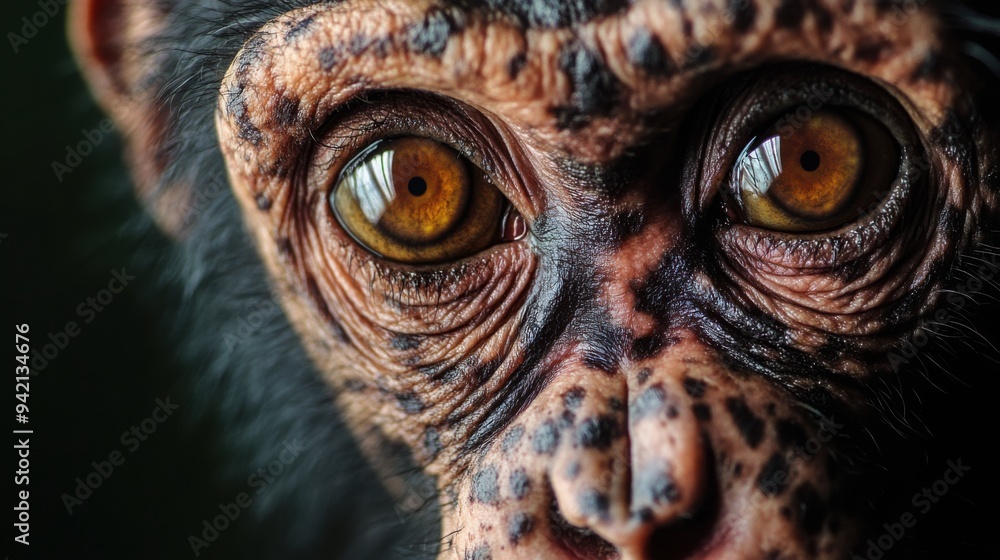  a chimpanzee featuring spots on its skin