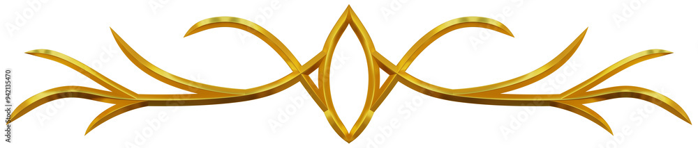 A golden shiny curve ornament. A golden shiny curve ornament.
