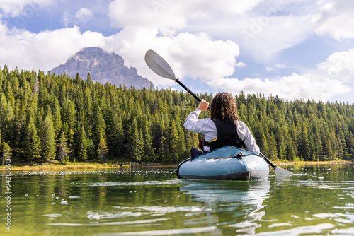 Kayaking Adventure on Chinook Lake in Alberta's Scenic Wilderness photo