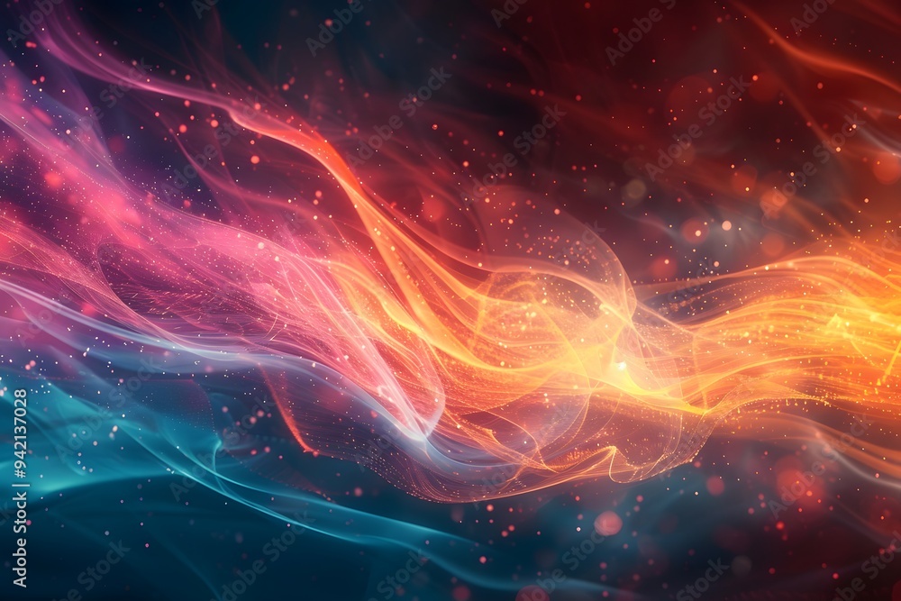 Fototapeta premium Vibrant Abstract Waves of Colorful Light and Energy