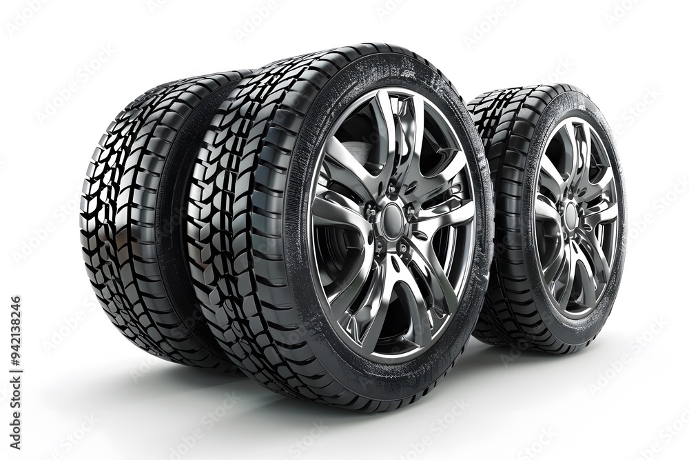 Sleek and Modern Car Tires Displayed in a Stylish Arrangement Sleek and Modern Car Tires Displayed in a Stylish Arrangement