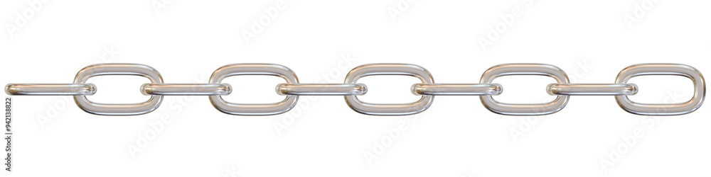 Fototapeta premium A link of silver chains in a straight line.