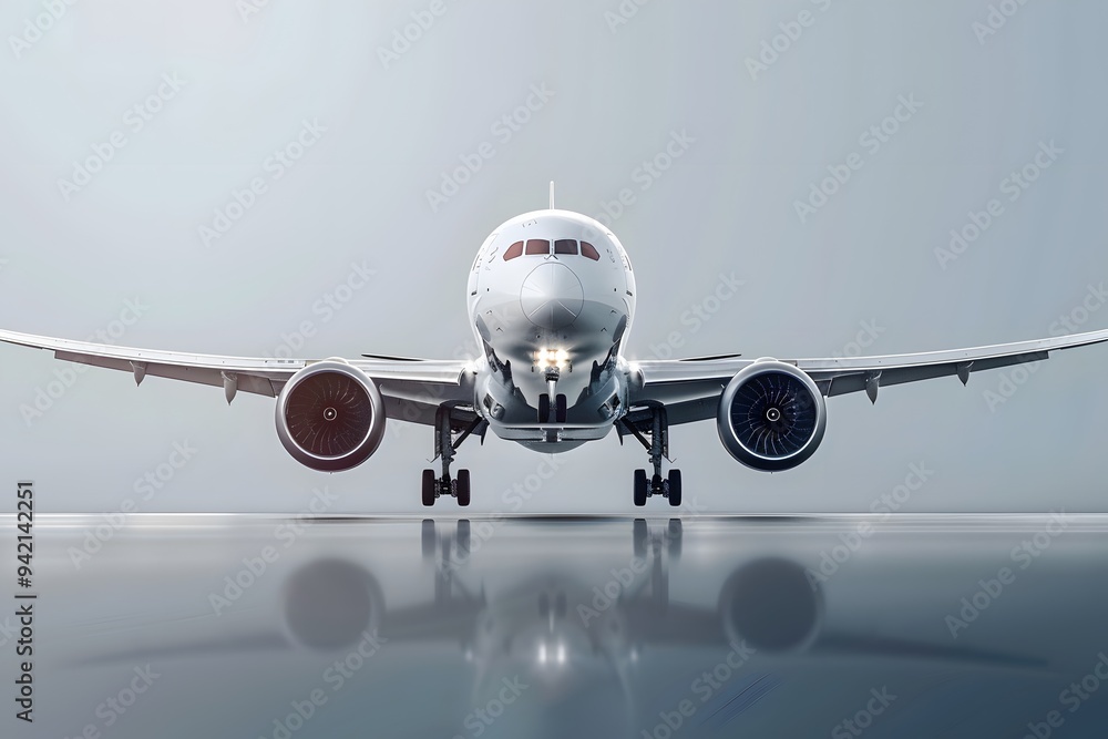 Fototapeta premium Sleek and Modern Aircraft Ready for Takeoff