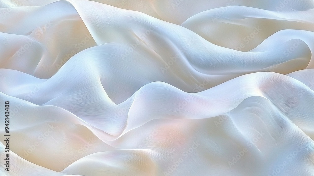 Obraz premium A close-up image of white fabric showcases a subtle, blurry design in its center, appearing incredibly soft