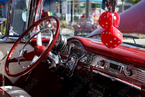 vintage collector car interior details photo