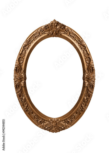 Picture gold wooden frame for design on a transparent background