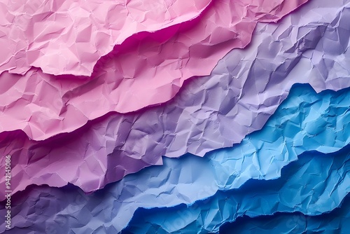 Wallpaper Mural Vibrant Layers of Crumpled Paper in Shades of Pink and Blue Torontodigital.ca