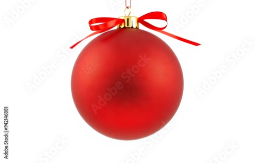Red Christmas tree ball on a white background.