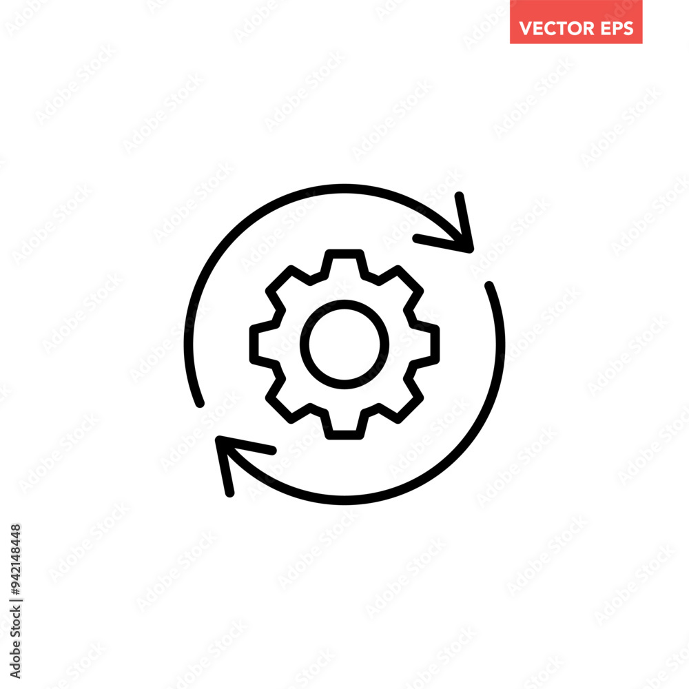 Black single round reset system line icon, simple cog wheel process circle flat design vector pictogram, infographic interface elements for app logo web button ui ux isolated on white background Black single round reset system line icon, simple cog wheel process circle flat design vector pictogram, infographic interface elements for app logo web button ui ux isolated on white background