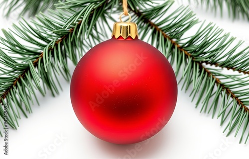 Red Christmas tree ball on a white background.