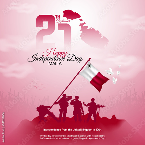 Malta Independence Day greeting card design for social media post