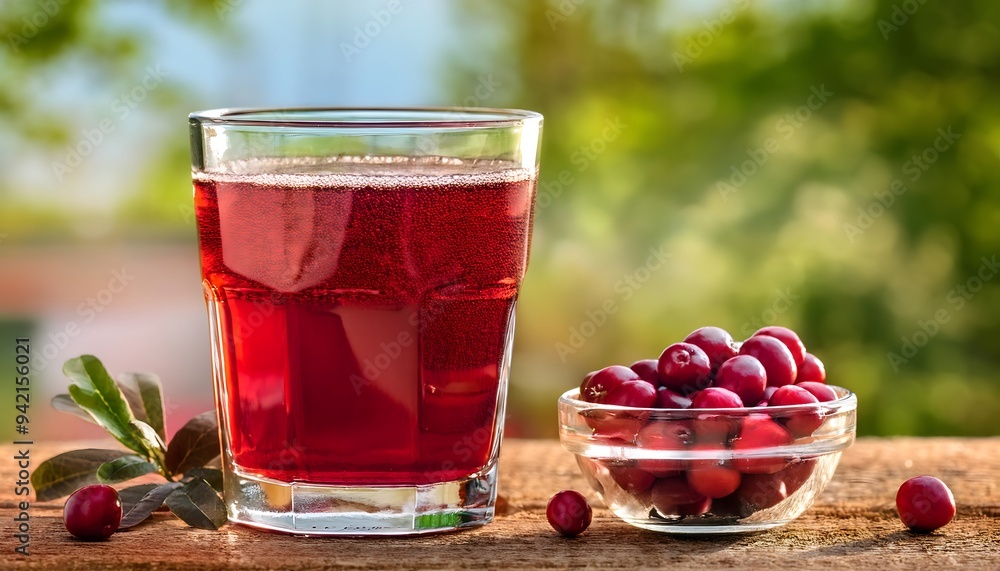 cranberry kvass in a clear glass on a natural background cranberry kvass in a clear glass on a natural background