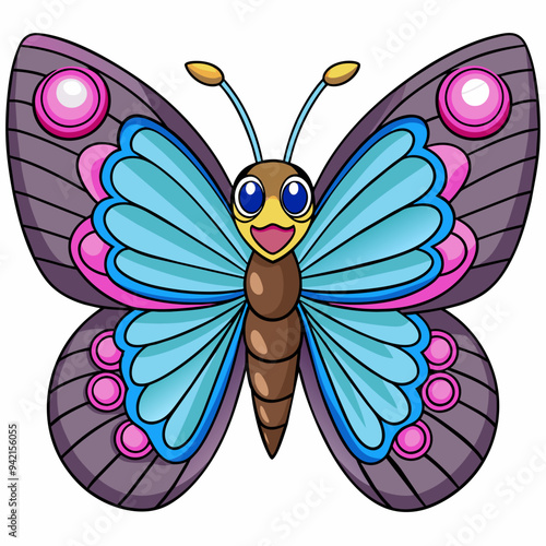 admiral butterfly looks vector white background, vector illustration kawaii photo