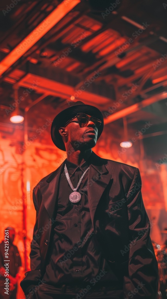 Rapper in Stylish Black Suit Posing by Motorcycle gangster style black outfit mafia boss Rapper in Stylish Black Suit Posing by Motorcycle gangster style black outfit mafia boss