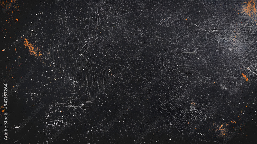 Fototapeta premium Dust and scratches design. Aged photo editor layer. Black grunge abstract background. Copy space.