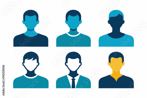 6-different man icon silhouette vector art illustration