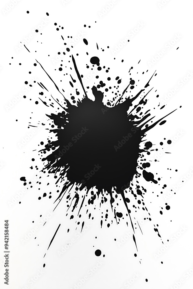 Abstract Black Ink Splatter Dripping on White Background Abstract Black Ink Splatter Dripping on White Background