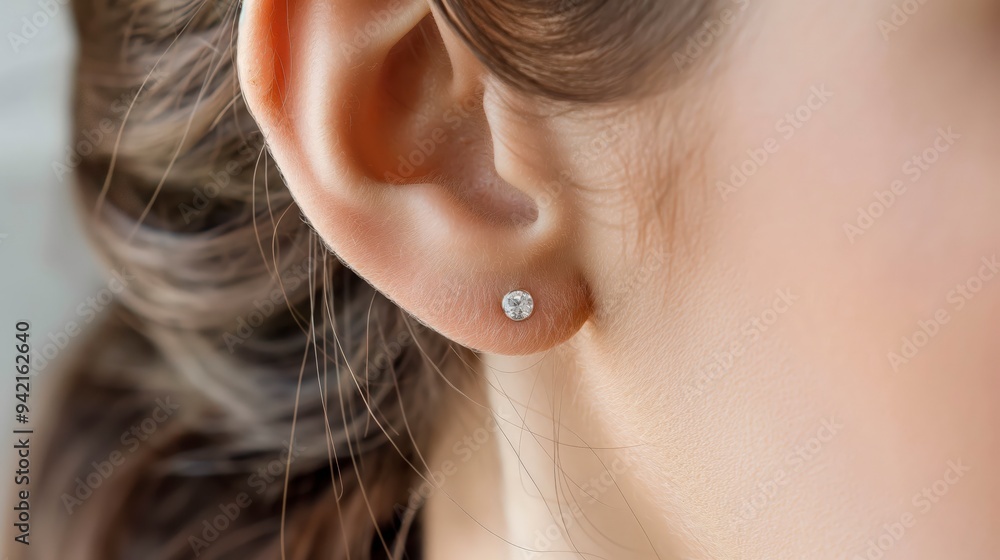 custom made wallpaper toronto digitalA close-up of an ear with a diamond stud earring.