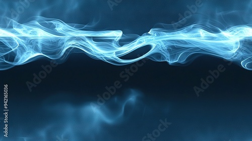  A photo of blue smoke on a black background with white smoke on the right side