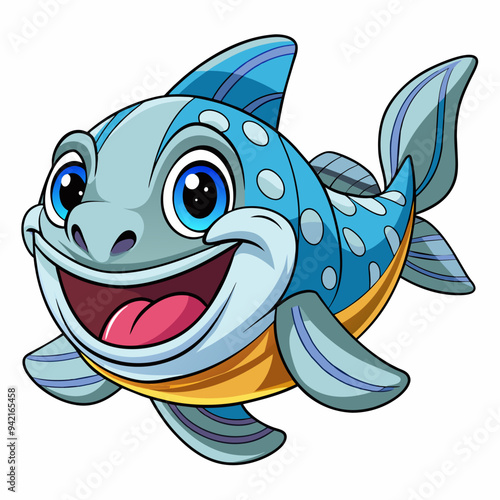 antarctic toothfish fish smiles vector white background, vector illustration kawaii photo