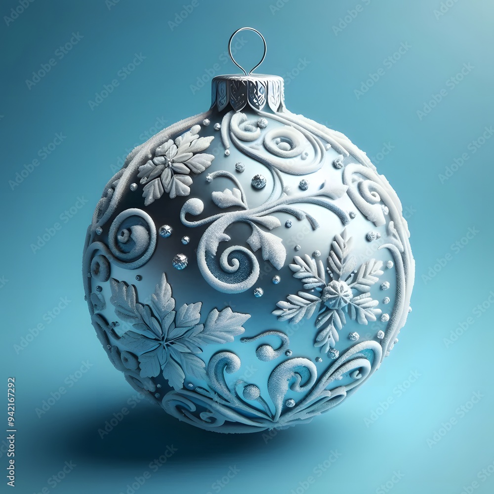 Christmas bauble, isolated on a blue background, 3d render, Christmas Decoration Christmas bauble, isolated on a blue background, 3d render, Christmas Decoration