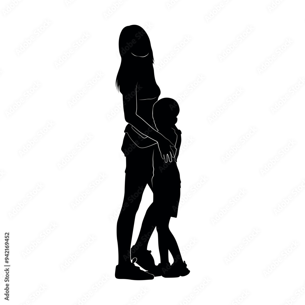 Mother and son silhouette. Mother lifting up her baby vector silhouette. Mom have fun playing with little son silhouette. Mother and son silhouette. Mother lifting up her baby vector silhouette. Mom have fun playing with little son silhouette.
