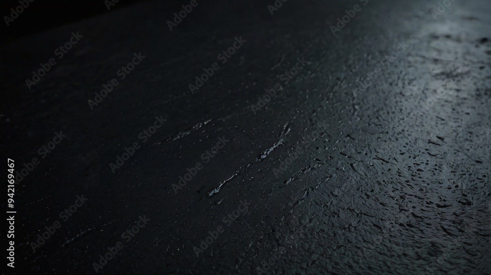Fototapeta premium The surface displays a rich dark gray tone, featuring unique textures that create a visually appealing contrast. Soft light reflections enhance the depth and mood